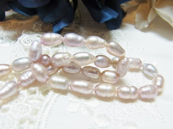 淡水パール ビーズ　ボールピン 加工パーツ　天然石　ラベンダー 3枚目の画像