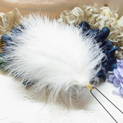 髪飾り Ｕピン 羽　 成人式  卒業式  結婚式  ウエディング 七五三　羽　マラボー 4枚目の画像