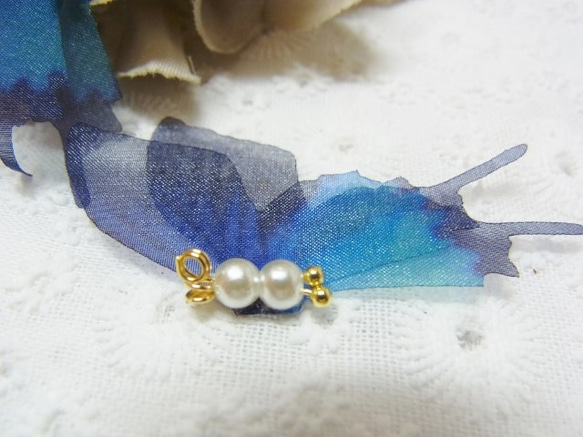 シフォン 蝶 パール加工パーツ　アゲハ蝶 グラデーションブルー 6枚目の画像