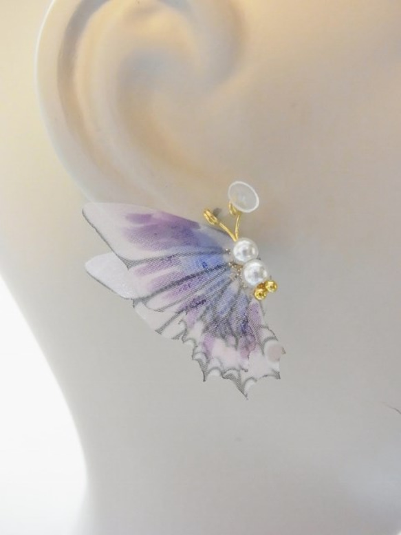 オーガンジー シフォン 素材 蝶々 パーツ　ピンクパープル 2枚目の画像