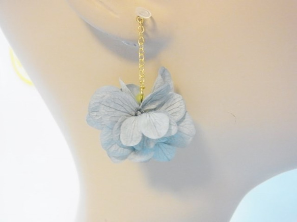 アジサイ プリザーブドフラワー  チェーン加工パーツ 花材　スモークブルー 3枚目の画像
