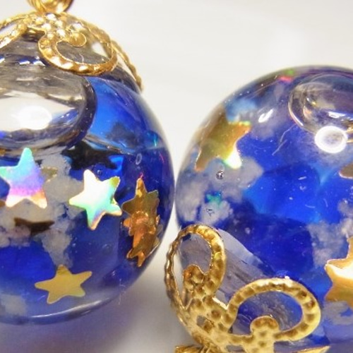 ガラスドーム 夜光 星空のスノードーム ハーバリウム加工パーツ