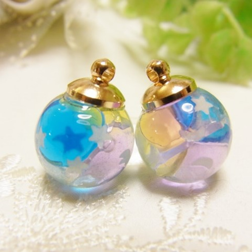 ガラスドーム 暗闇で光る ハーバリウム チャーム チャーム フィンヌ  