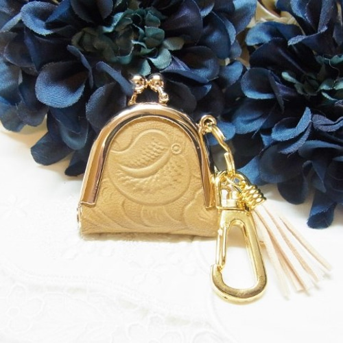 本革 のミニ がま口 キーホルダー アクセサリー ケース・ コインケース