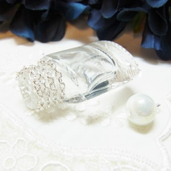 香水瓶　ハーバリウム　全球パール　加工セット チェーンシルバー　スクエアー 3枚目の画像