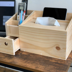 収納付き木製ティッシュボックス 4枚目の画像
