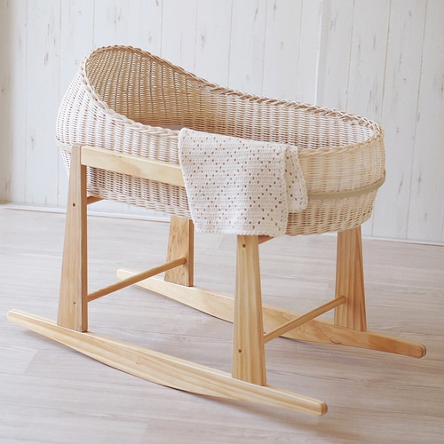 ☆受注制作☆ 手編みのラタンゆりかご その他家具 Natural knit ecru