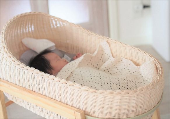 ★受注制作★ 手編みのラタンゆりかご 9枚目の画像