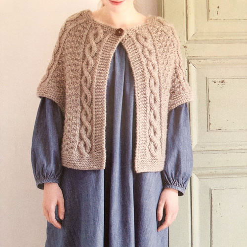 編み図】ポンチョ風ボレロ 編み図・パターン Natural knit ecru* 通販