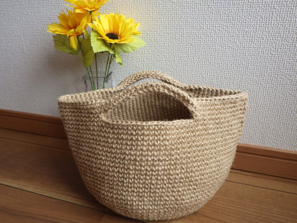 受注製作⁑ 麻ひも マルシェバッグ かごバッグ 【S】 かごバッグ aruru 