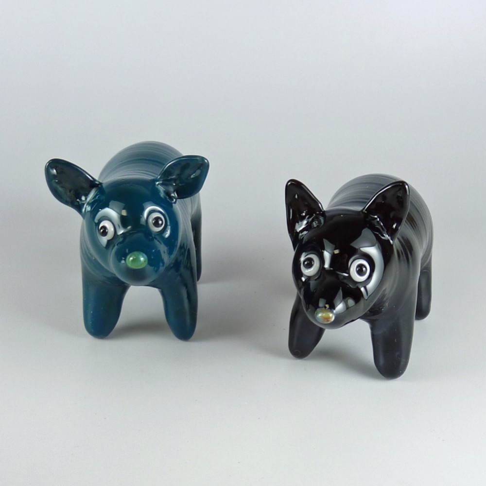 イヌ　中空ガラスの動物置物　ガラス細工　オブジェ