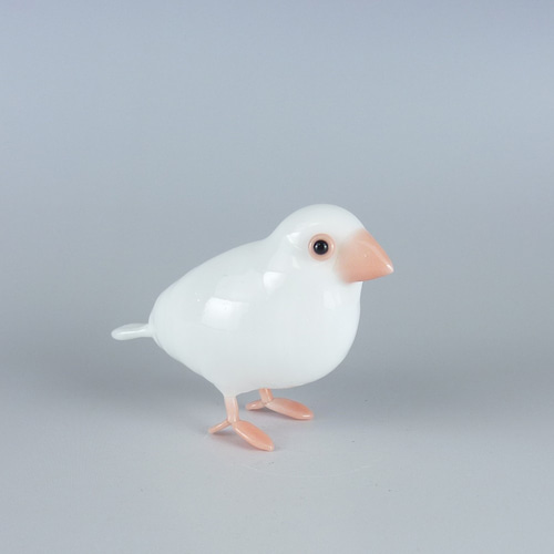 中空ガラスの動物置物 オブジェ 白文鳥（1） ガラス細工 その他置物