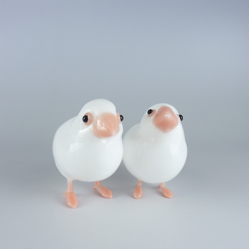 中空ガラスの動物置物 オブジェ 白文鳥（1） ガラス細工 その他