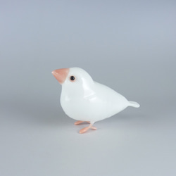 中空ガラスの動物置物　オブジェ　白文鳥（２）　ガラス細工 1枚目の画像