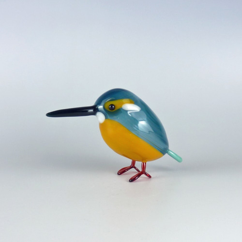 中空ガラスの動物置物 オブジェ カワセミ ガラス細工 その他置物