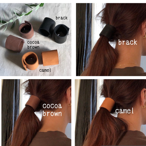 レザーポニーフック レザーヘアアクセサリー ヘアカフス 本革 大人