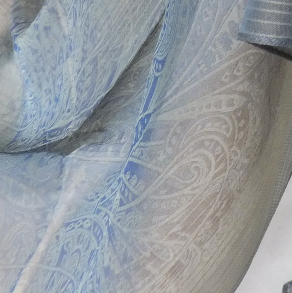 シルク先染めシフォンJQスカーフ（ブルー） 2枚目の画像