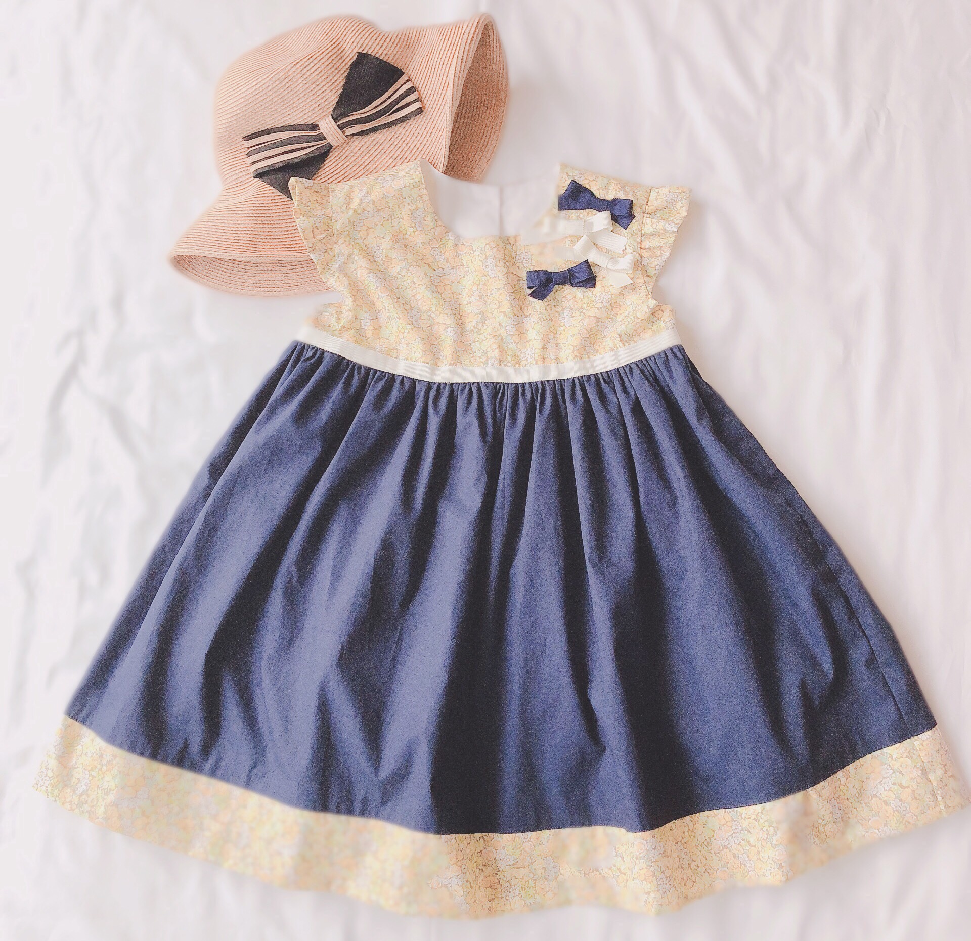 リバティ生地を使用したワンピ