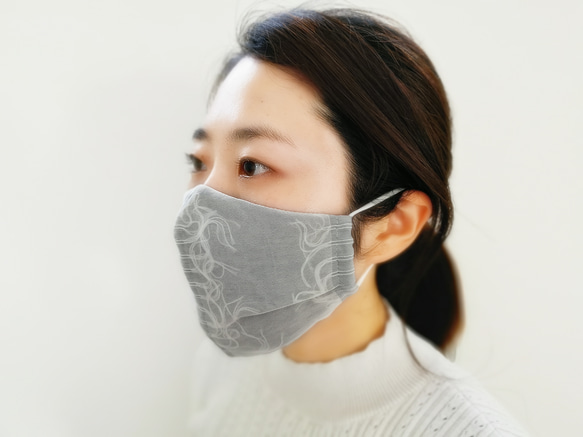 【夏マスク】立体布マスク (フレア)（グレー） 6枚目の画像