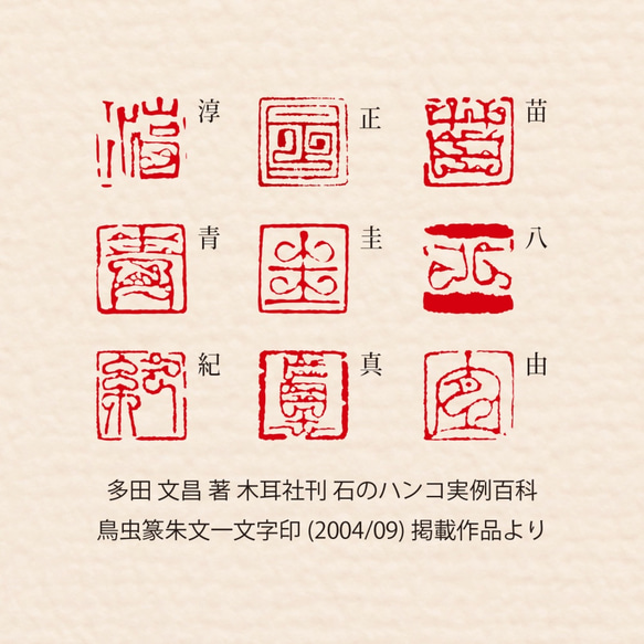 鳥虫篆朱文一文字印 篆刻 オーダー 18枚目の画像