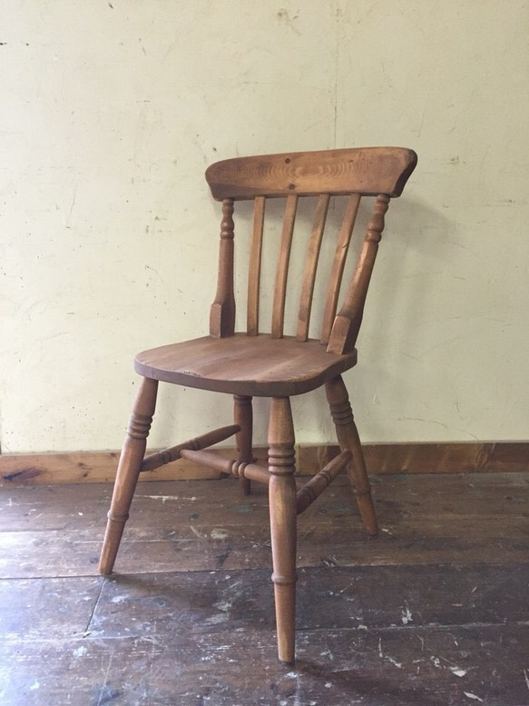 アンティーク木製スラットバック椅子 ブラウン