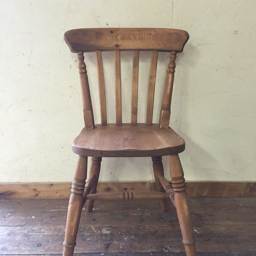 アンティーク木製スラットバック椅子 ブラウン