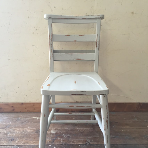 シャビーシック アイスグレーアンティーク風チャーチチェア 椅子