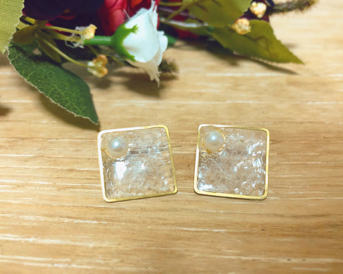 まんちさまオーダー＊白蛇玉入りブレスレット／白蛇抜け殻入りピアス まんちさまオーダー＊白蛇玉入りブレスレット／白蛇抜け殻入りピアス