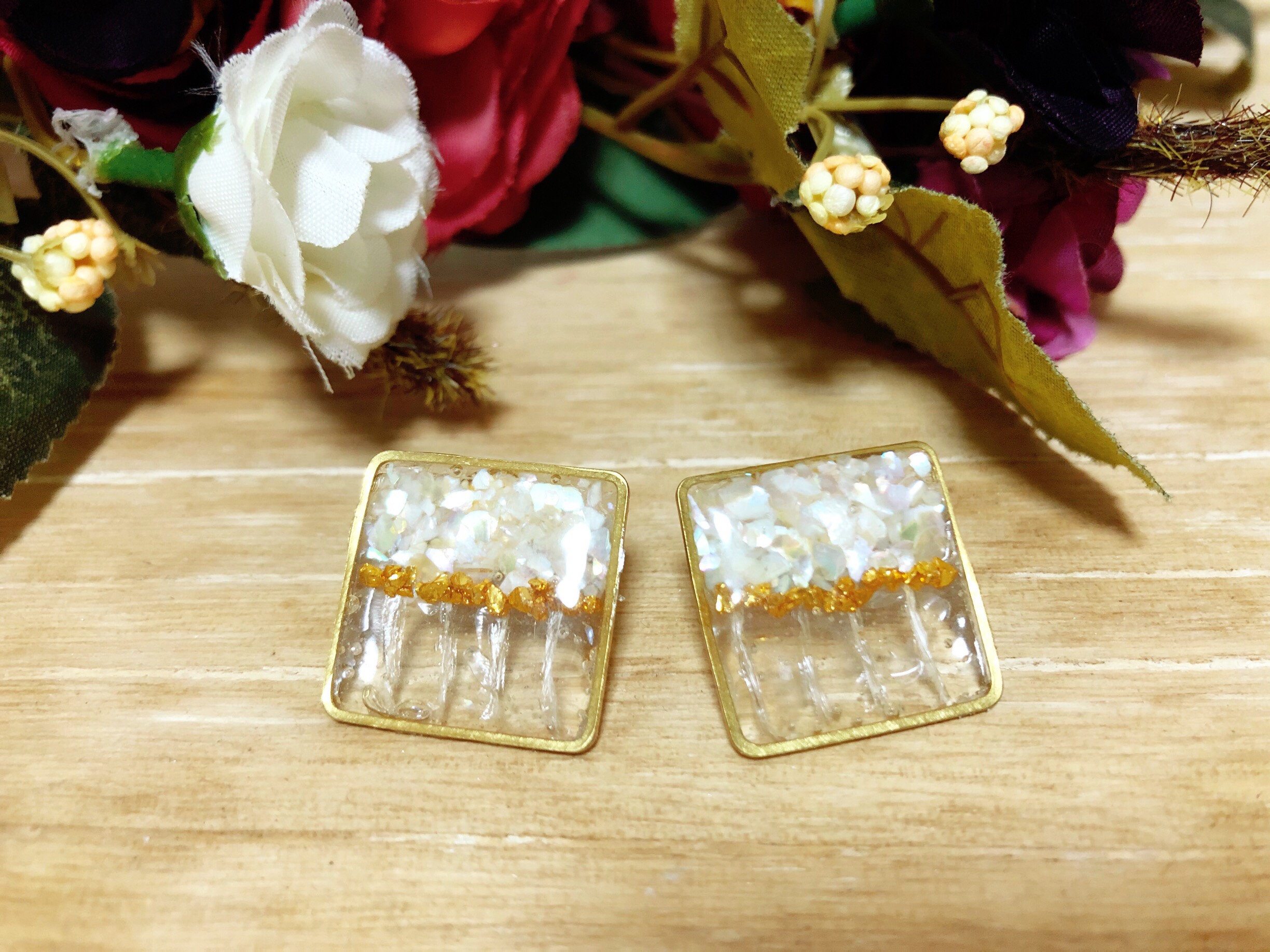 まんちさまオーダー＊白蛇玉入りブレスレット／白蛇抜け殻入りピアス まんちさまオーダー＊白蛇玉入りブレスレット／白蛇抜け殻入りピアス