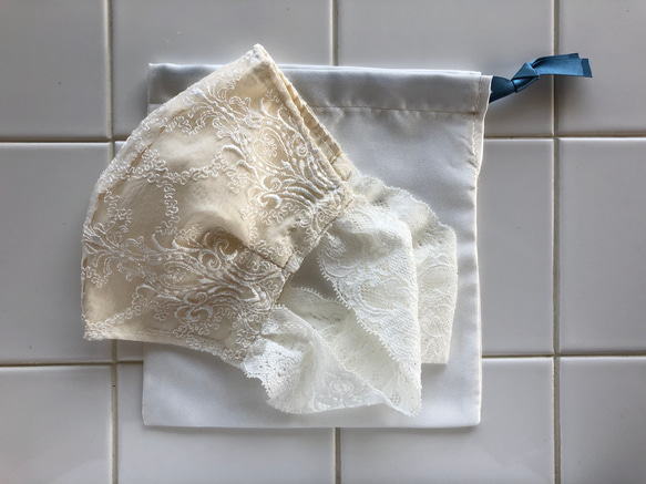 刺繍オーガン　シルクマスク　◉マスク袋付き※送料無料 6枚目の画像