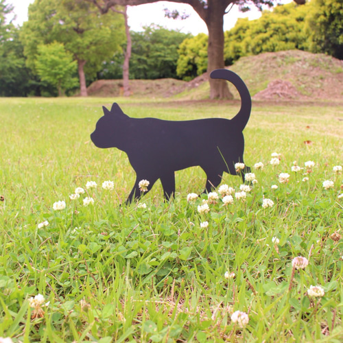猫 シルエット アイアン ガーデンサイン ウォールデコレーション
