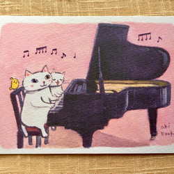 ドレミかんぱにー　演奏家の猫　ポストカード5枚セット　手差しインクジェット印刷　水彩洋紙 3枚目の画像