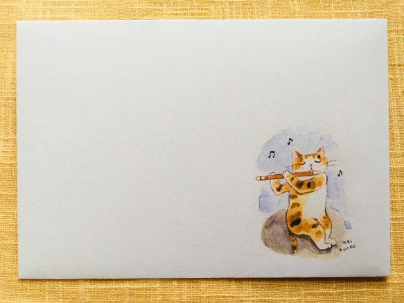 ドレミかんぱにー　演奏家の猫　ポストカード5枚セット　手差しインクジェット印刷　水彩洋紙 7枚目の画像