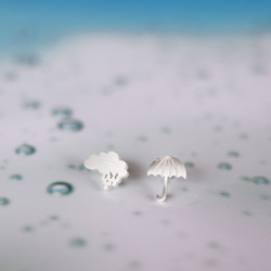 雨傘と雲・シルバー・金属アレルギー対応ピアス・ノンホールイヤリング 5枚目の画像