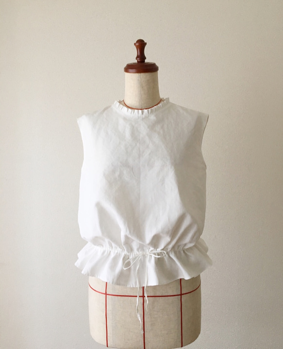 Camille-nosleeve blouse,white 1枚目の画像