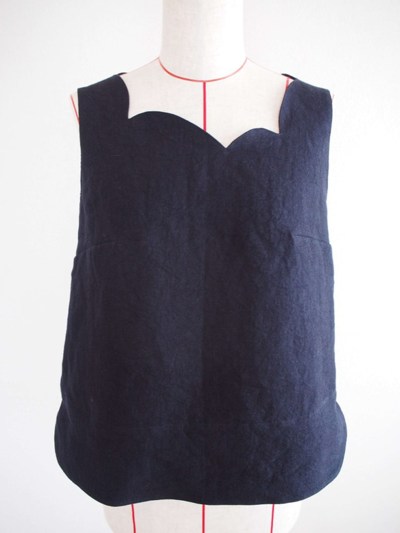 flower bud -no sleeve,square neck,navy- 3枚目の画像