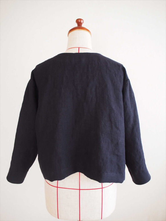 bolero jacket -navy linen- 2枚目の画像