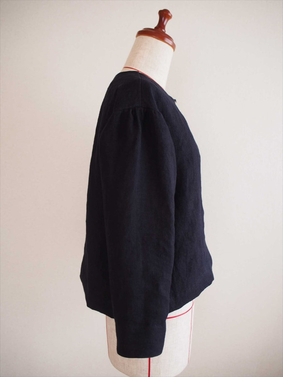 bolero jacket -navy linen- 3枚目の画像