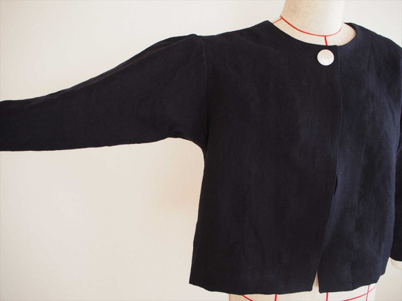 bolero jacket -navy linen- 5枚目の画像