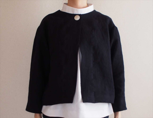 bolero jacket -navy linen- 7枚目の画像