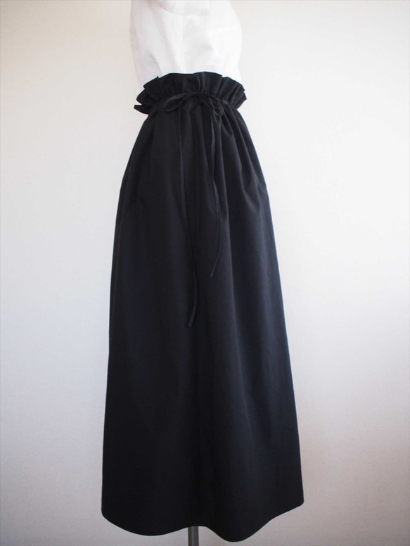 drawstring skirt,black 3枚目の画像