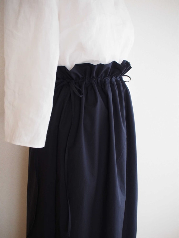 drawstring skirt,navy 4枚目の画像