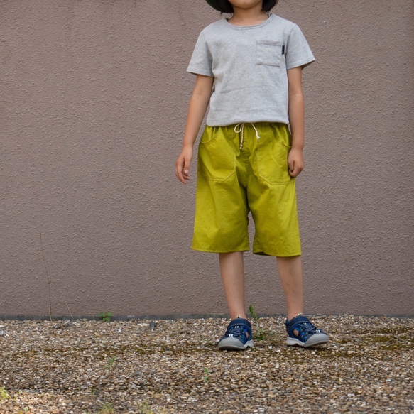 長く着れる子供服／薄紫コーデュロイのキュロットパンツ/ハーフパンツ／短パン／②サイズ（130cm〜150cm） 6枚目の画像