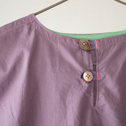 紫薄手コットンのフレンチスリーブ半袖シャツ/110cm 6枚目の画像