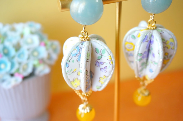 ◆オーダーメイド◆no.215  FABRIC BALLOON 気球のピアス 3枚目の画像