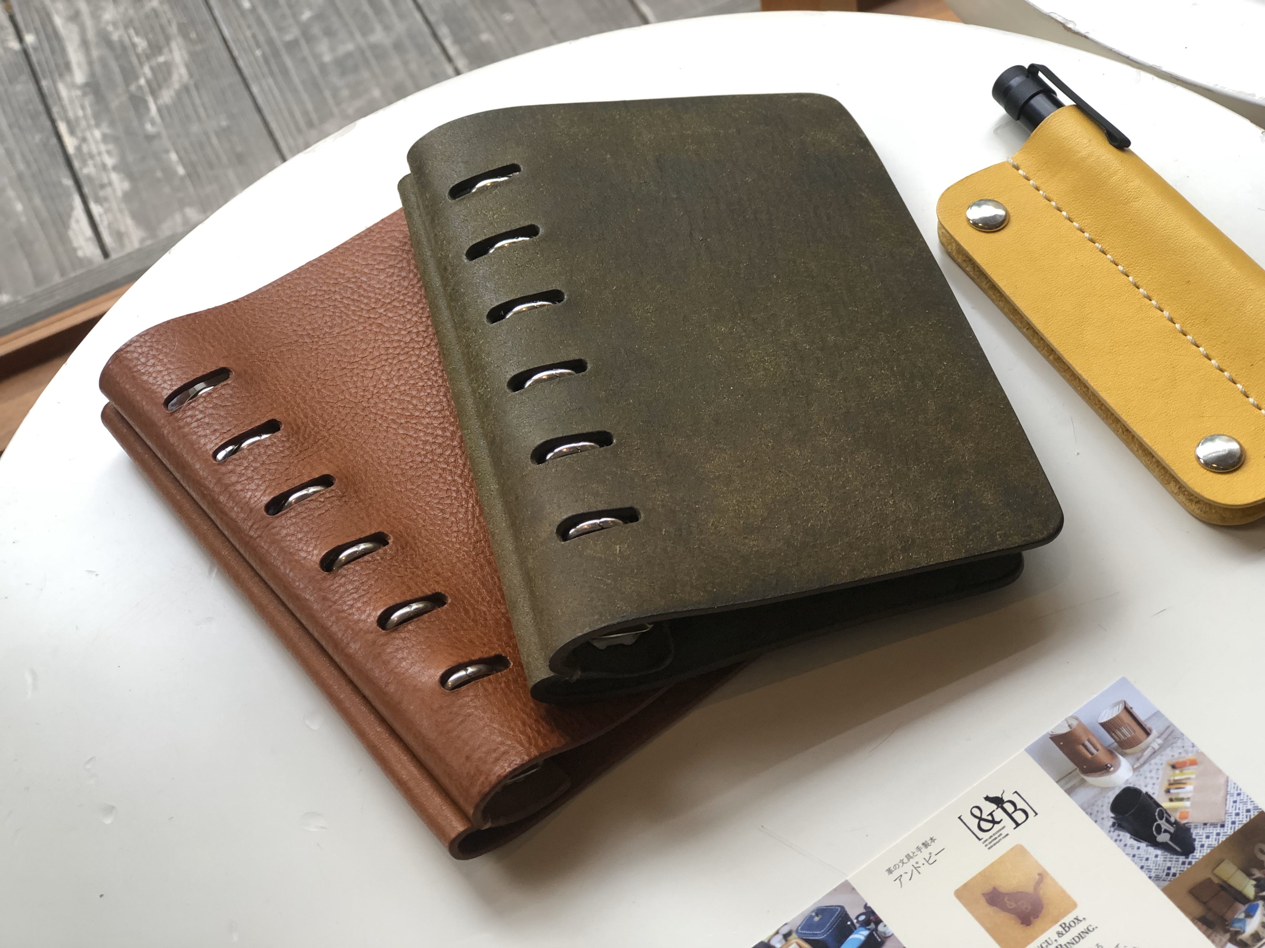 ▶︎本革システム手帳◀︎「MBM6B」折り返せる！一枚革のMini6手帳バインダー