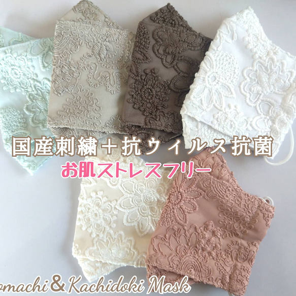 【送料無料】眼鏡が曇りにくい舟形マスク コード刺繍 抗ウイルス•抗菌•消臭効果　TioTio®PREMIUM 3枚目の画像