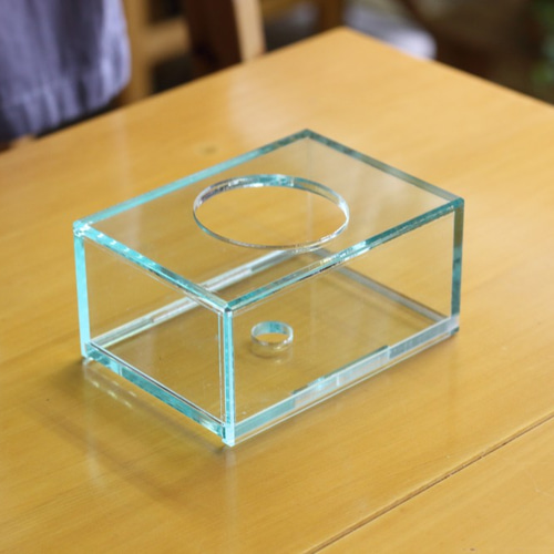 ポケットティッシュ用ティッシュケース(アクリル透明ガラス色
