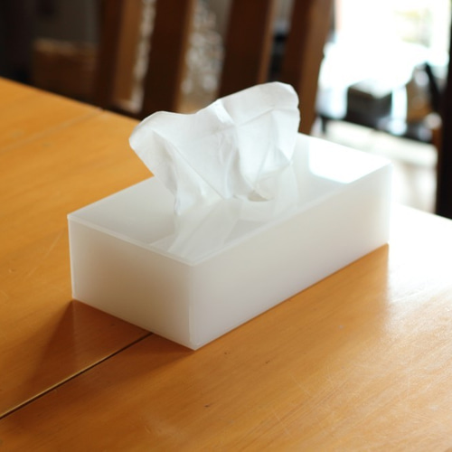 箱無し・ソフトパック用ティッシュケース(アクリル乳白色) ティッシュ