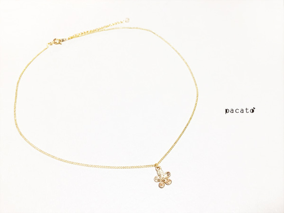 金×金　レース花ネックレス 3枚目の画像